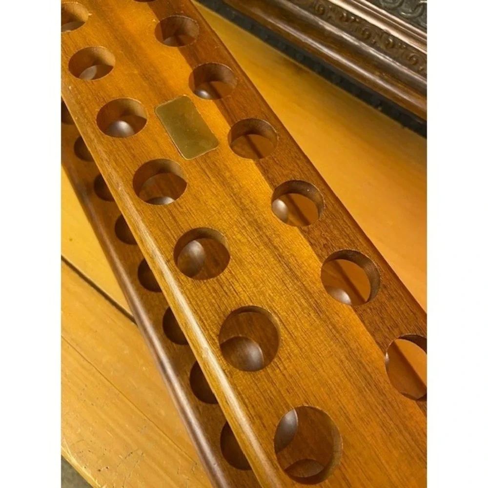 Decatur Industries Genuine Walnut 24 Pipe Rack Stand Vintage DECO Wood Display